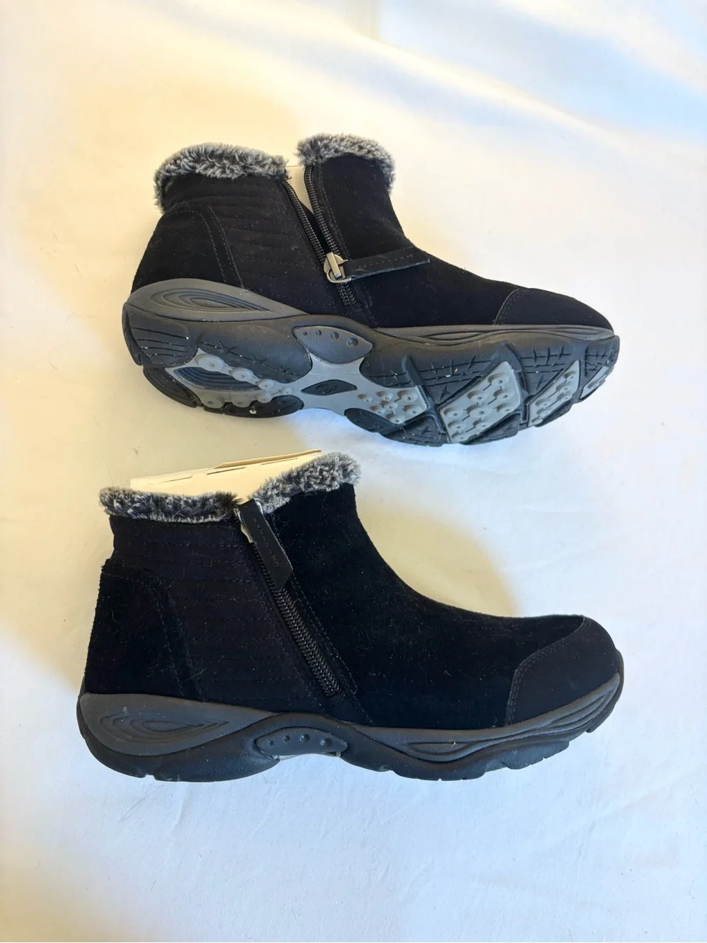 Easy Spirit Black Faux-Fur Lined Winter Ankle Boots